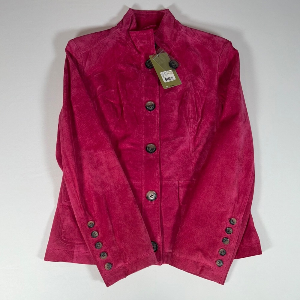 Marshall Fields Women Large Hot Pink Fuchsia Genuine Leather Jacket NWT